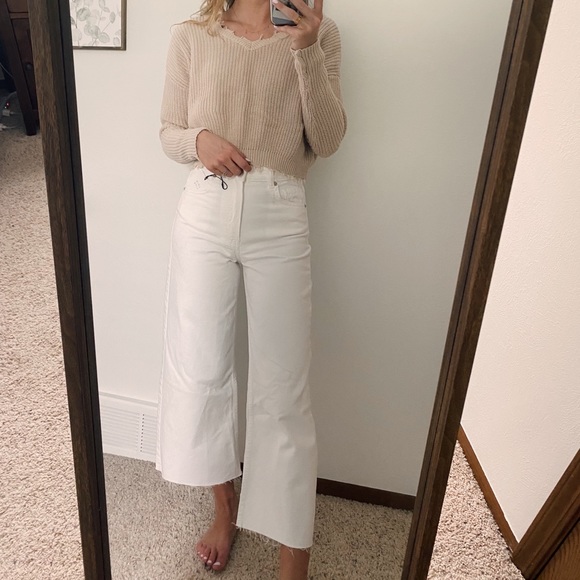 Zara white crop jeans / culotte - Picture 4 of 7